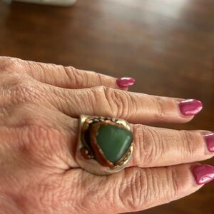 Bohemian green stone women's ring